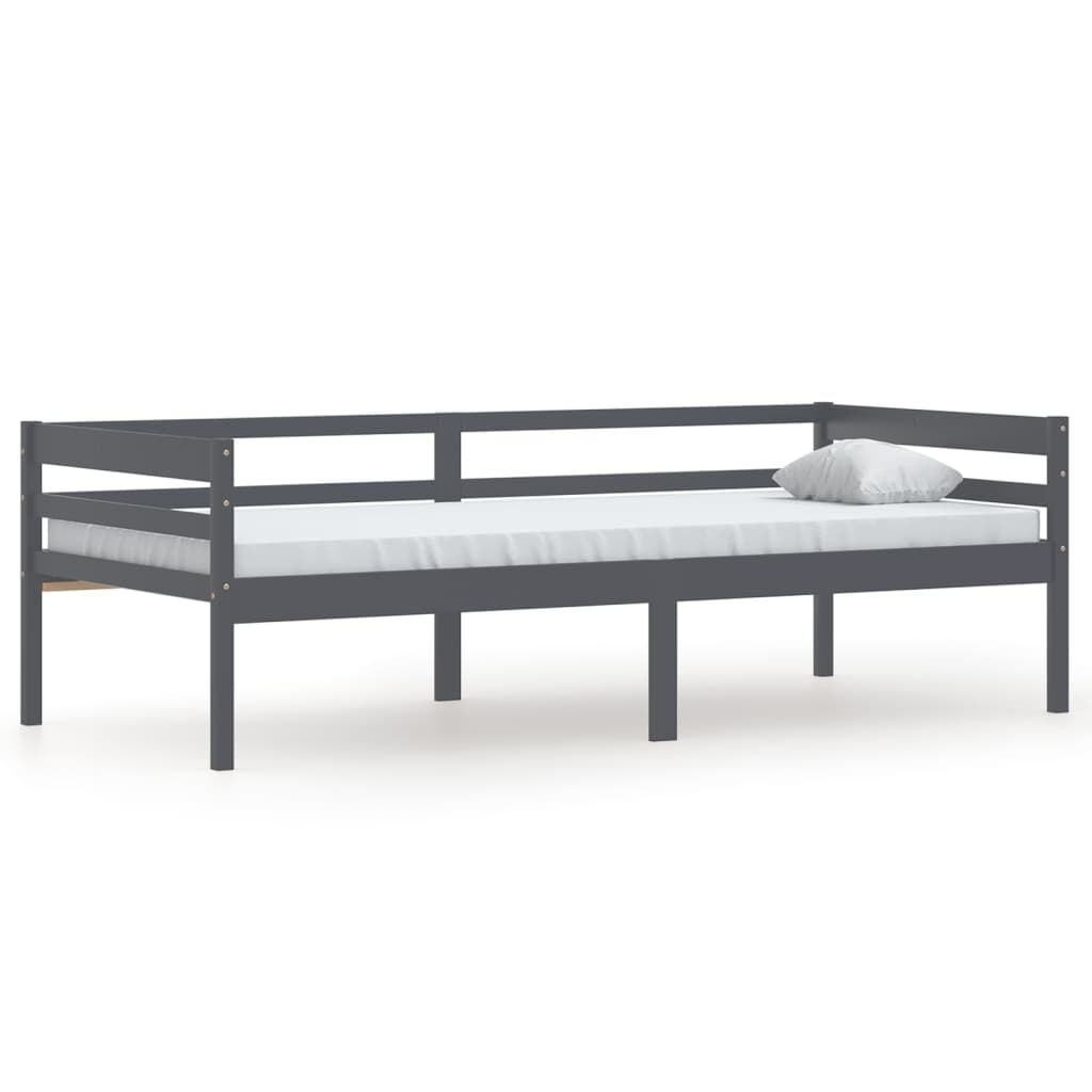 vidaXL Bedframe massief grenenhout donkergrijs 90x200 cm
