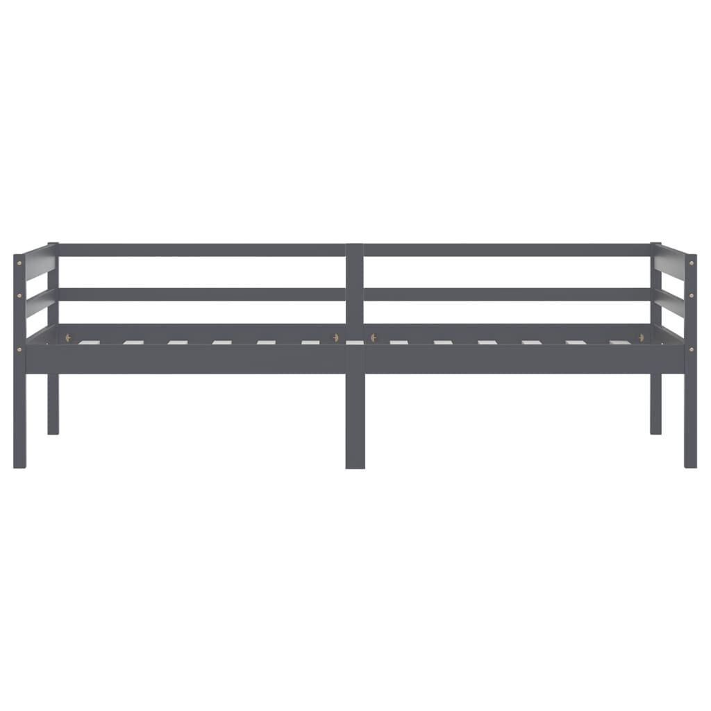 vidaXL Bedframe massief grenenhout donkergrijs 90x200 cm