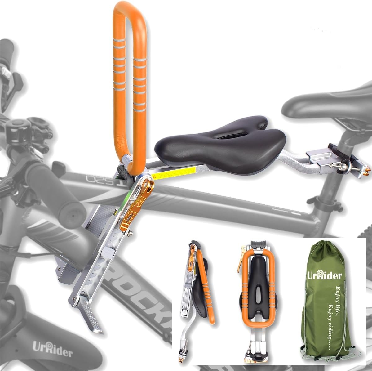 UrRider Kinderfietsstoeltje voor voorop - Universeel en inklapbaar - Tot 6 jaar