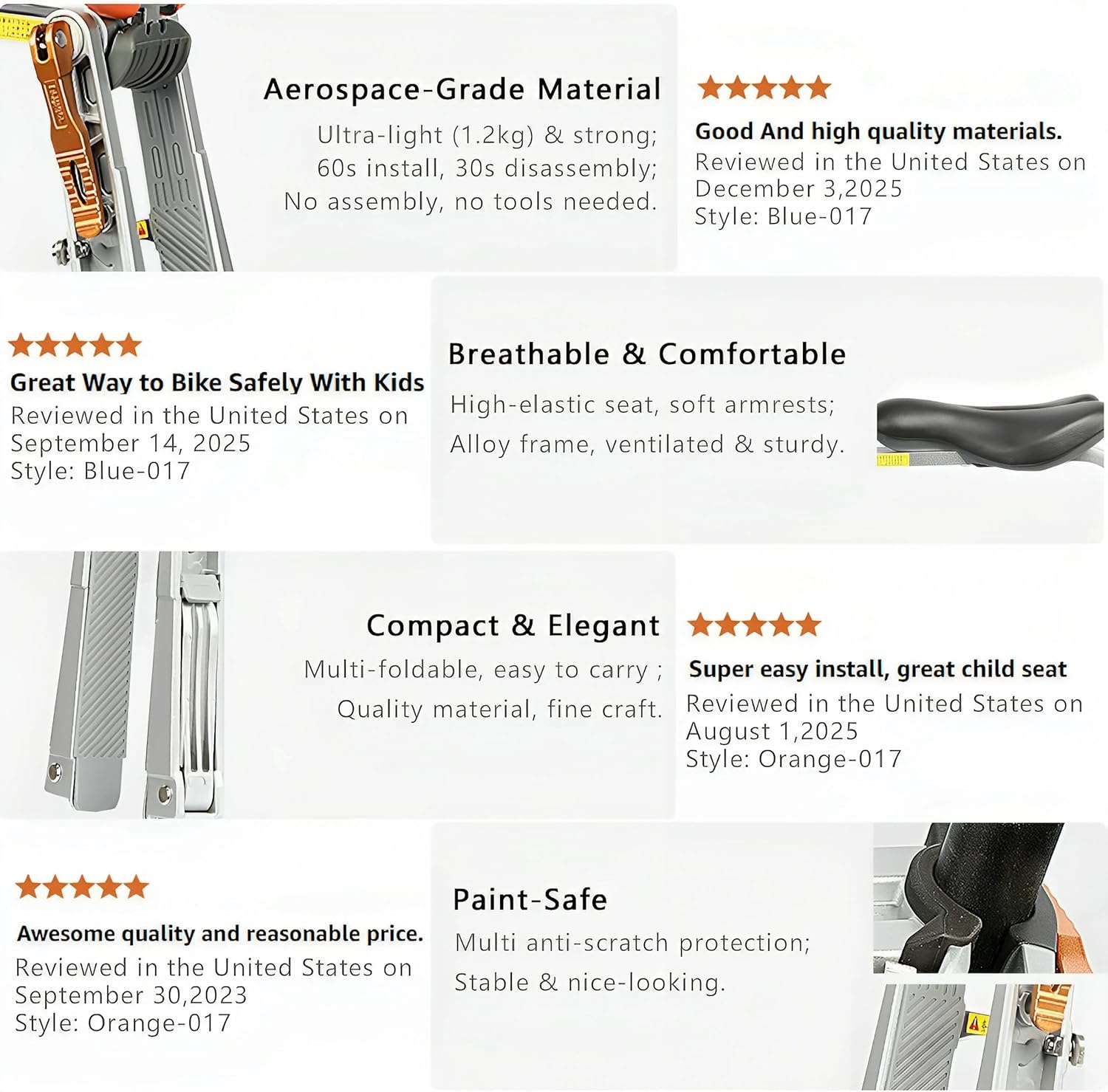 UrRider Kinderfietsstoeltje voor voorop - Universeel en inklapbaar - Tot 6 jaar