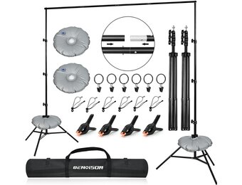BENOISON Achterdoek Stand Kit - 2,6×3m(8,5x10ft) Fotografie Foto Achterdoek Stand, Verstelbare Achtergrond Stand Verdikt Stevig Achtergrondsteunen met Waterzak (Zwart)