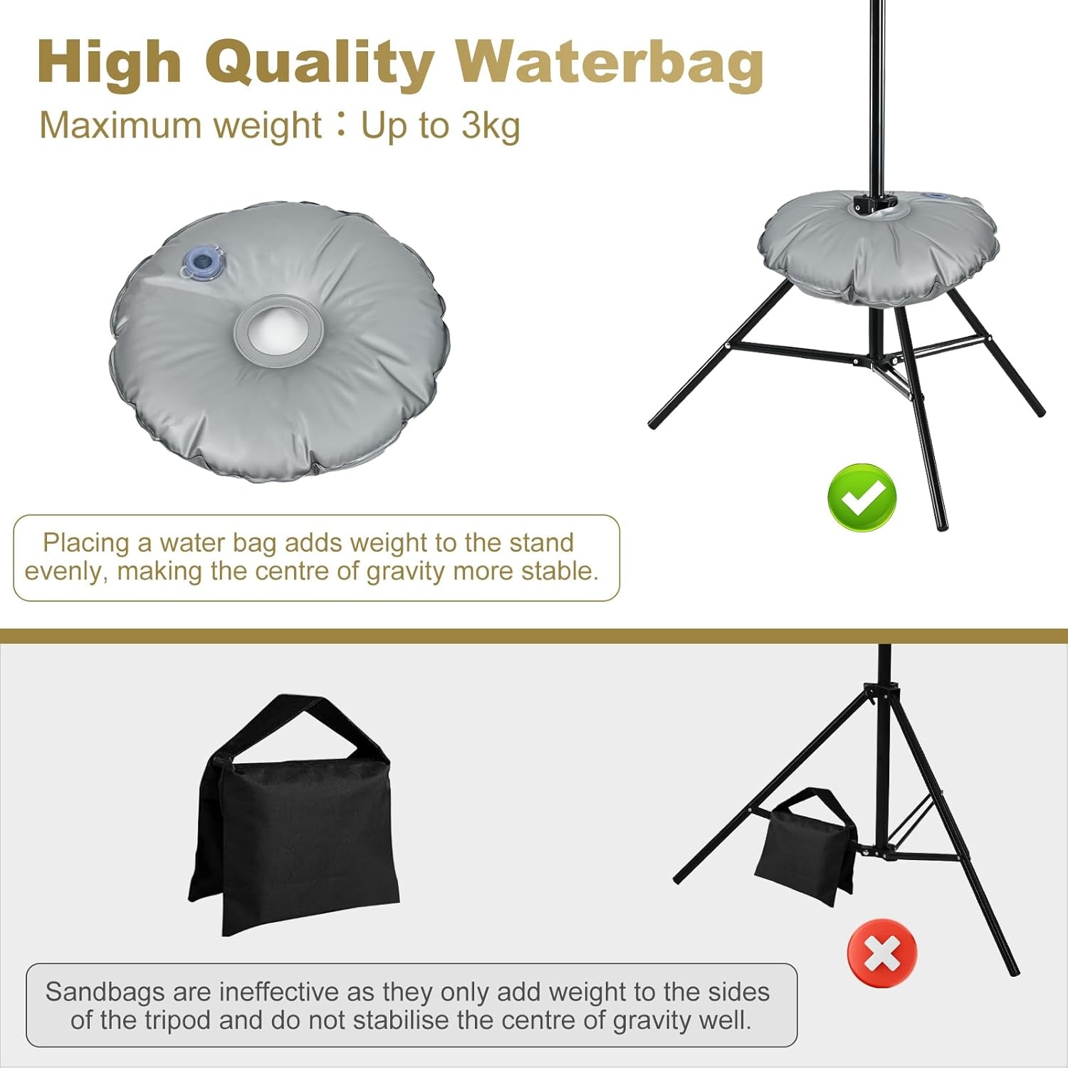 BENOISON Achterdoek Stand Kit - 2,6×3m(8,5x10ft) Fotografie Foto Achterdoek Stand, Verstelbare Achtergrond Stand Verdikt Stevig Achtergrondsteunen met Waterzak (Zwart)