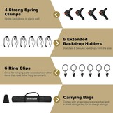 BENOISON Achterdoek Stand Kit - 2,6×3m(8,5x10ft) Fotografie Foto Achterdoek Stand, Verstelbare Achtergrond Stand Verdikt Stevig Achtergrondsteunen met Waterzak (Zwart)