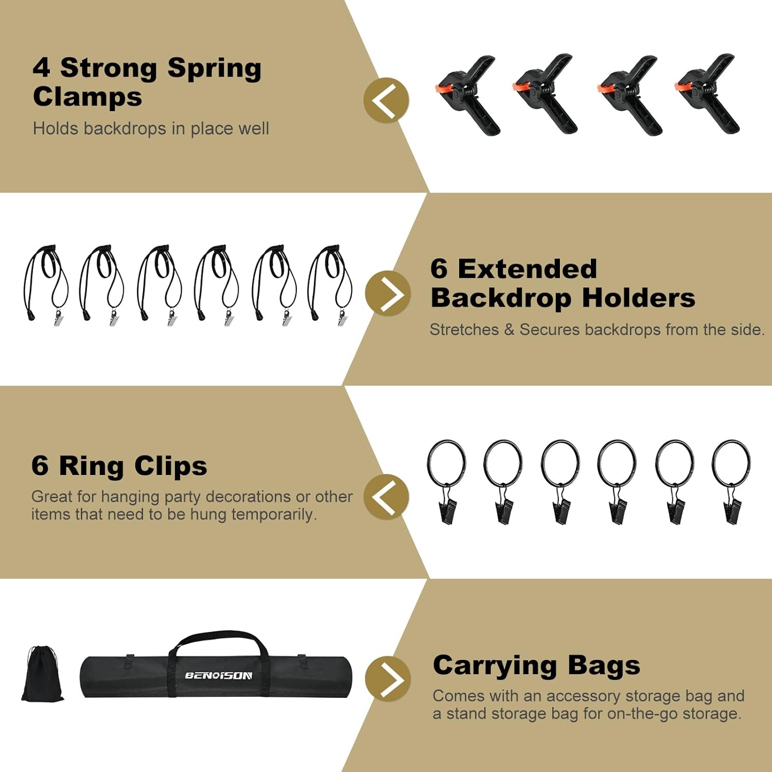 BENOISON Achterdoek Stand Kit - 2,6×3m(8,5x10ft) Fotografie Foto Achterdoek Stand, Verstelbare Achtergrond Stand Verdikt Stevig Achtergrondsteunen met Waterzak (Zwart)