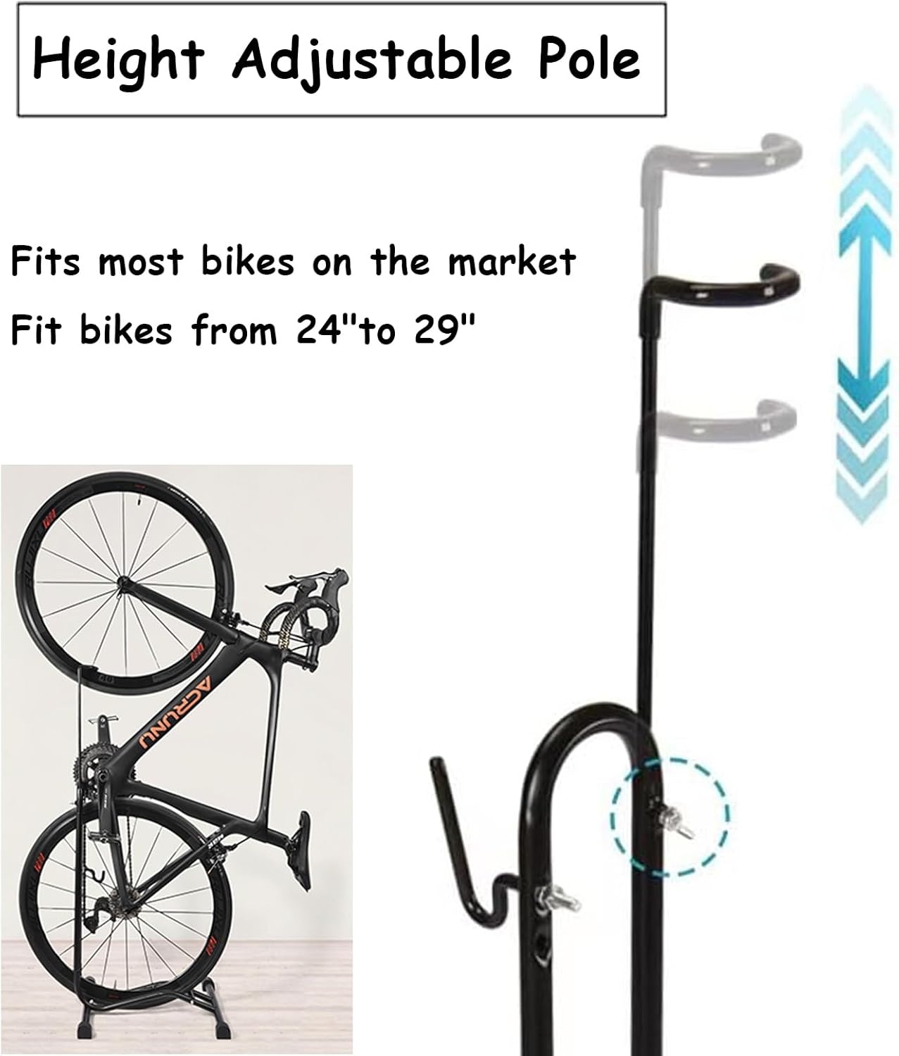 Fiets vloerstandaard vrijstaande staande staande fietsenstalling opbergrek ruimtebesparend geschikt voor mountainbike, racefiets, voor fiets met wieldiameter max. 27,5 inch