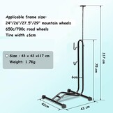 Fiets vloerstandaard vrijstaande staande staande fietsenstalling opbergrek ruimtebesparend geschikt voor mountainbike, racefiets, voor fiets met wieldiameter max. 27,5 inch