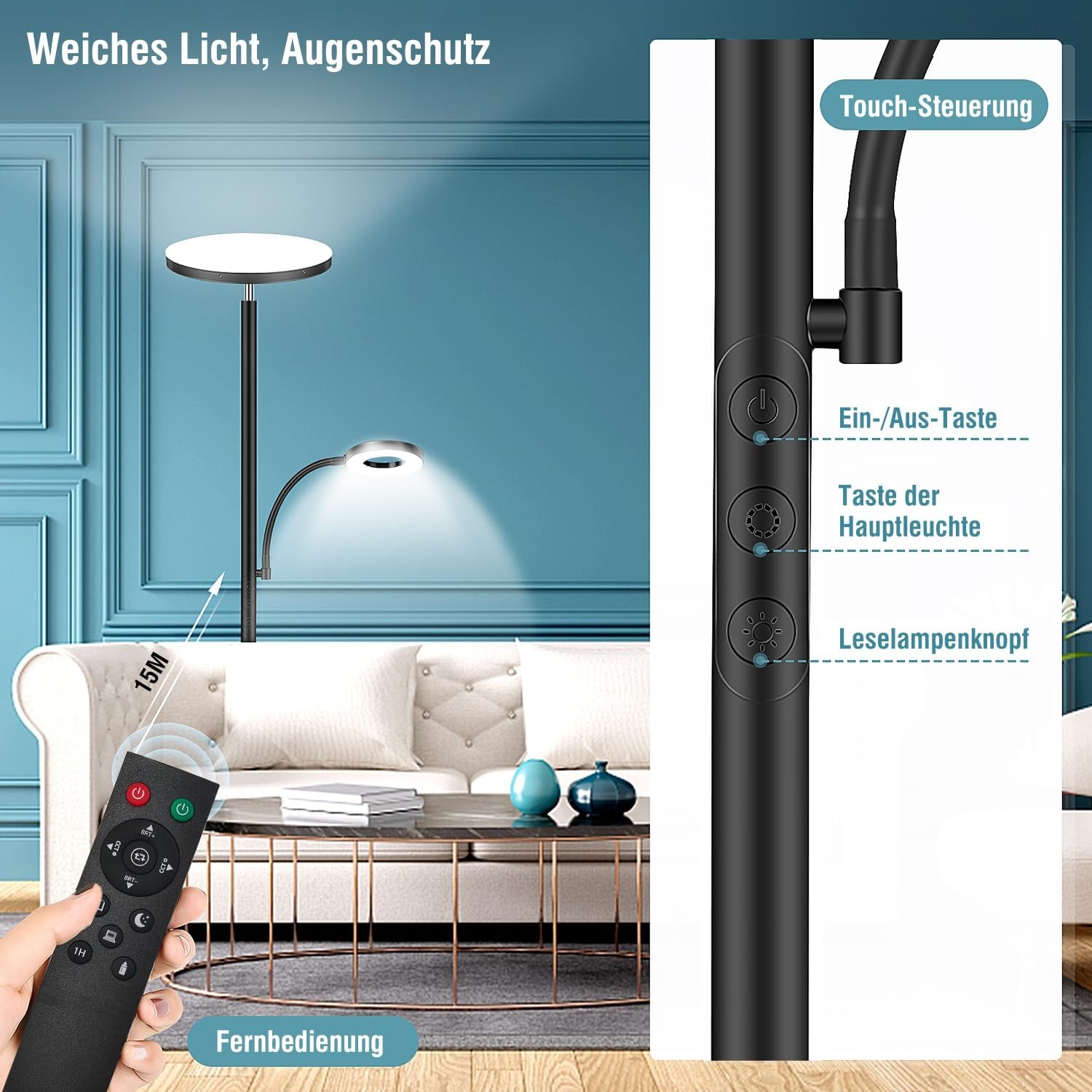LED Vloerlamp 42W 3700lm Dimbare Kleuren - 42% Korting!