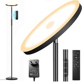 42W LED Vloerlamp, 3700LM Moderne Dimbare Vloerlamp met Zijverlichting 2700K-6500K Traploos Dimmen, Afstandsbediening en Touch control, Vloerlamp voor Woonkamer Slaapkamer Kantoor