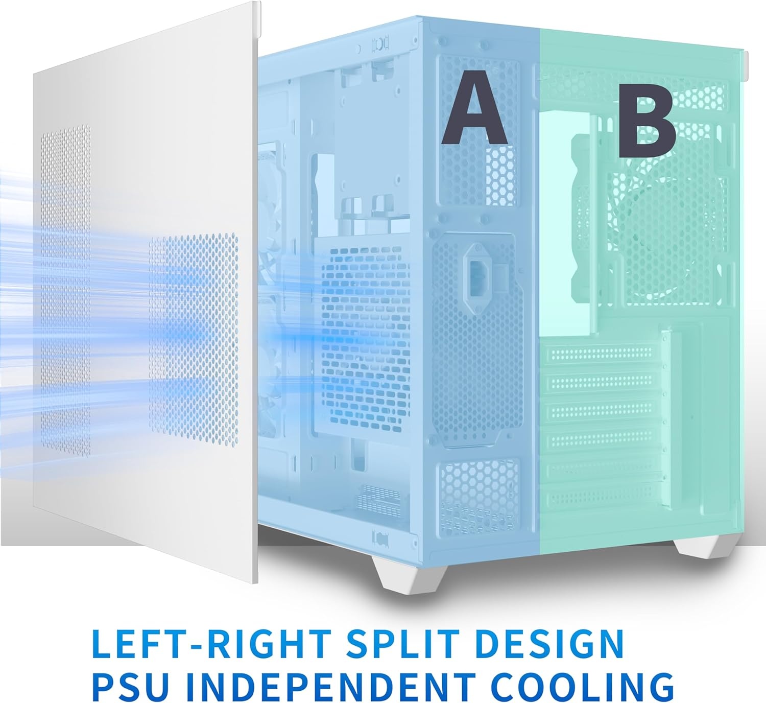 MUSETEX PC behuizing ATX, 3 niet-LED-ventilator vooraf geïnstalleerd, y6w