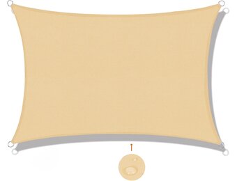 SUNNY GUARD Zonnezeil Zonnescherm Rechthoekig 5x6m Waterdicht Winddichte UV-bescherming voor patio,Tuin, Buitenkant, Terras, Kleur zand