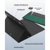 Toetsenbordhoes voor Lenovo Idea Tab 2025 11 inch met touchpad, 7-kleurige achtergrondverlichting, draadloos, afneembaar, steunfunctie, QWERTZ, zwart