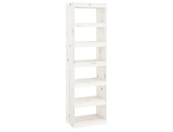 vidaXL Boekenkast/kamerscherm 60x30x199,5 cm massief grenenhout wit