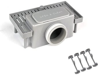 SaniteModar Sifon met stankafsluiter, haarzeef, 4 kunststof gespen