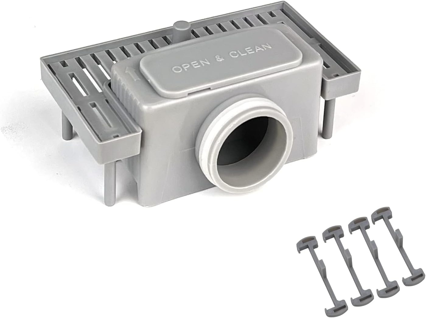 SaniteModar Sifon met stankafsluiter, haarzeef, 4 kunststof gespen