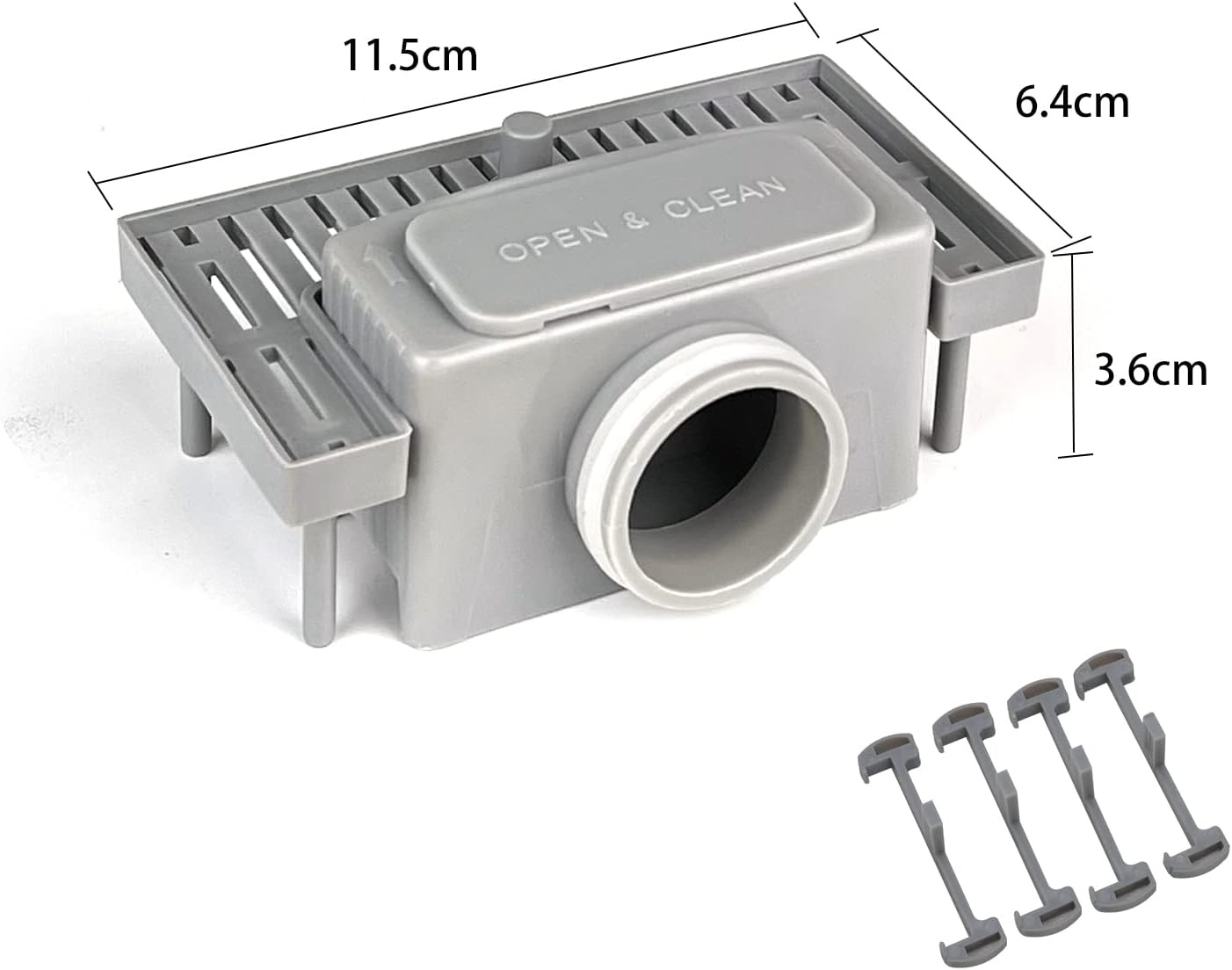SaniteModar Sifon met stankafsluiter, haarzeef, 4 kunststof gespen