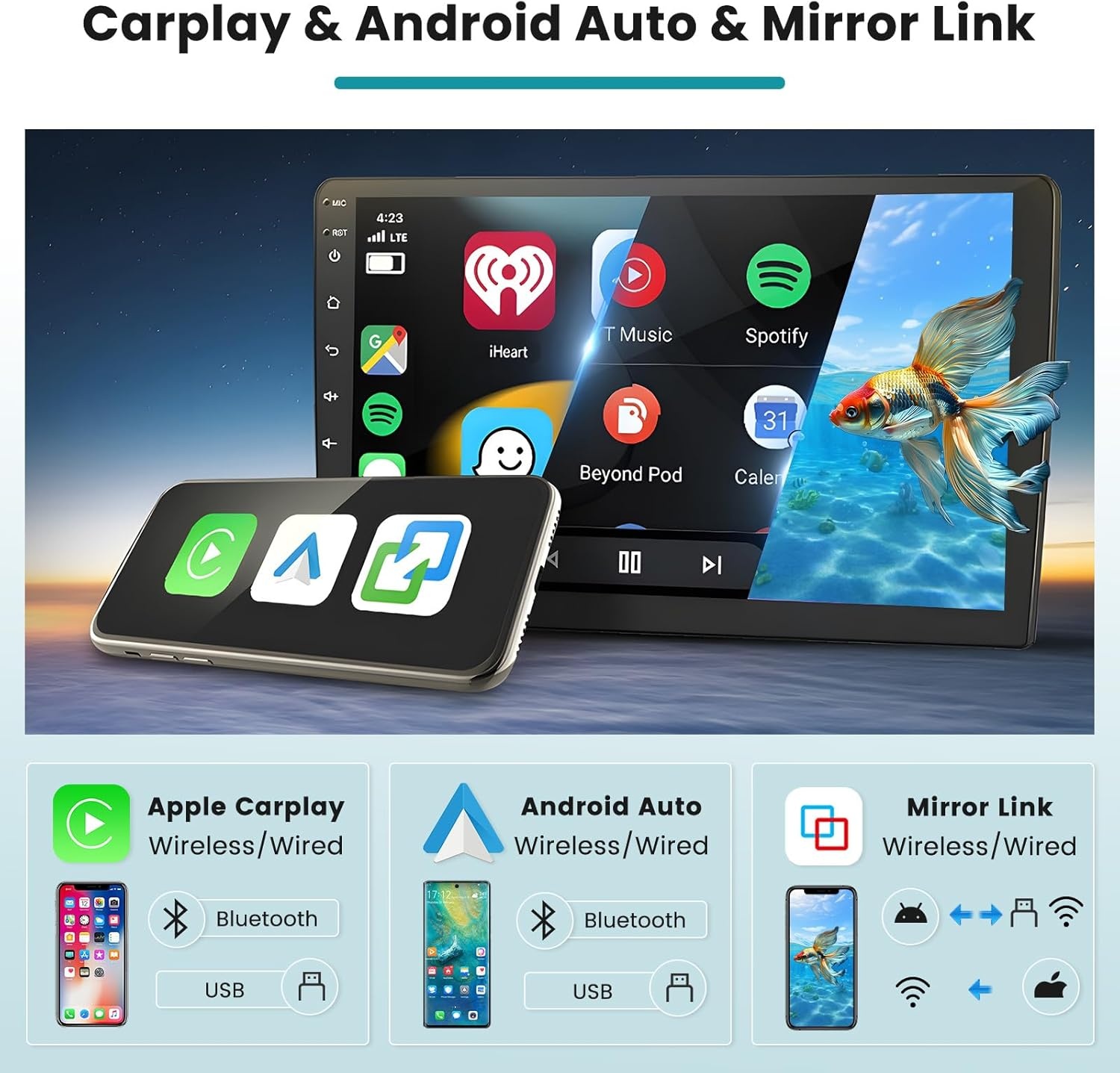 Hikity 2+64G Android 13 Car Stereo voor Opel Astra H 2004-2008 Zafira B 2005-2015 Carplay Draadloze Android Auto, 9 'touchscreen radio met Mirror Link GPS Bluetooth FM RDS WiFi EQ SWC MIC Camera