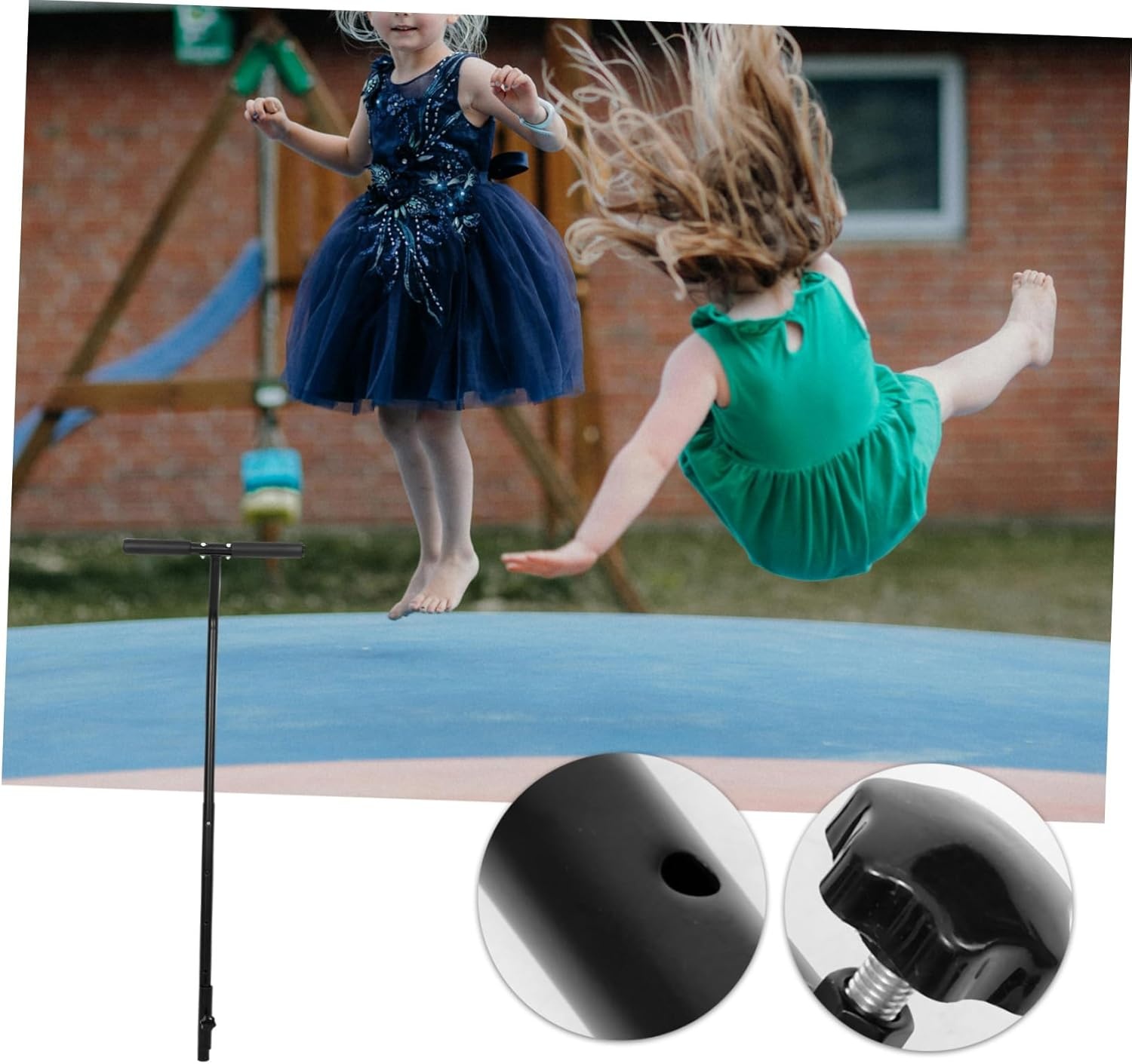 Trampoline handgreep roestvrij staal zwart voor mini-trampoline - Enkele greepstang voor fitness, binnen & buiten, kinderen & volwassenen