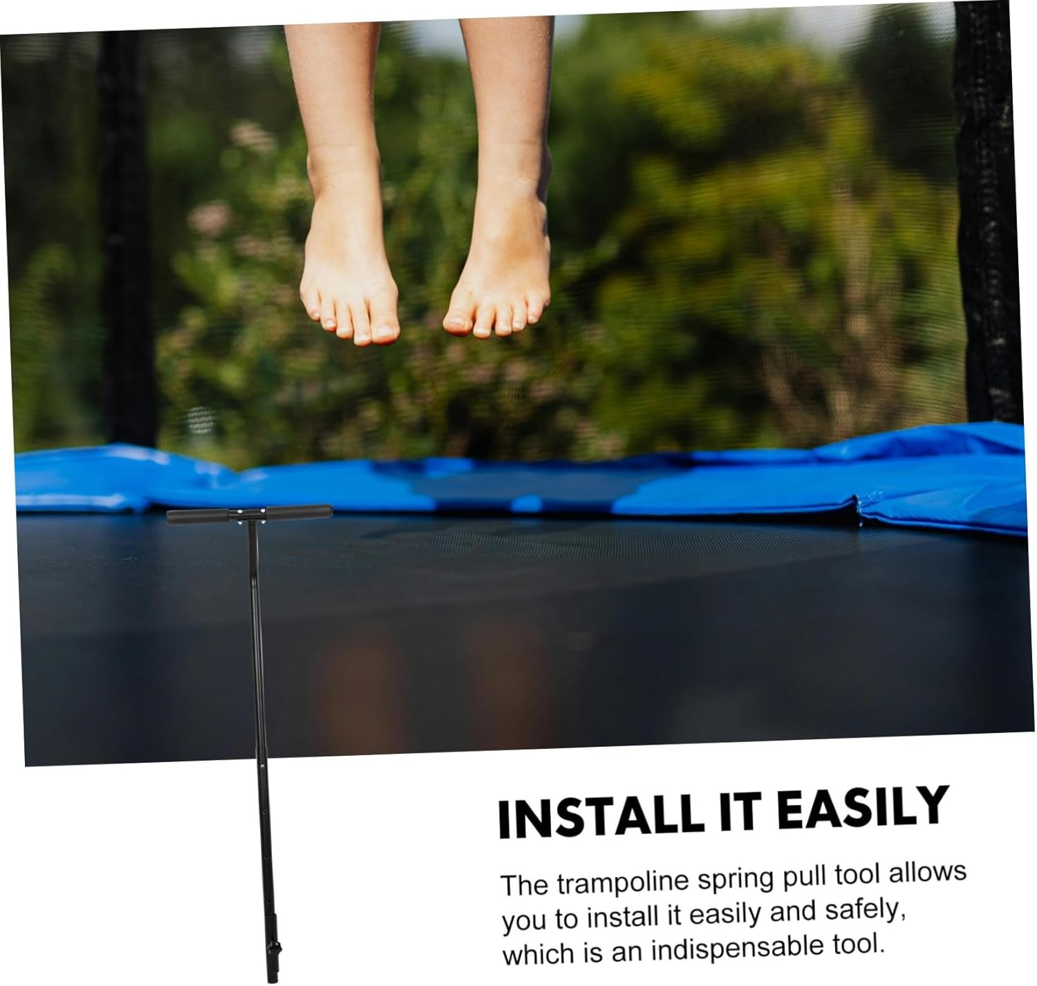 Trampoline handgreep roestvrij staal zwart voor mini-trampoline - Enkele greepstang voor fitness, binnen & buiten, kinderen & volwassenen