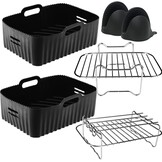 Moleath Siliconen vorm voor luchtfriteuse met twee zones, 5 stuks, accessoires voor friteuse zonder olie, voor Cecotec 9 l, Ninja Foodi AF300EU, La Moustache 8 l, herbruikbaar, siliconen, airfryer