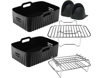 Moleath Siliconen vorm voor luchtfriteuse met twee zones, 5 stuks, accessoires voor friteuse zonder olie, voor Cecotec 9 l, Ninja Foodi AF300EU, La Moustache 8 l, herbruikbaar, siliconen, airfryer