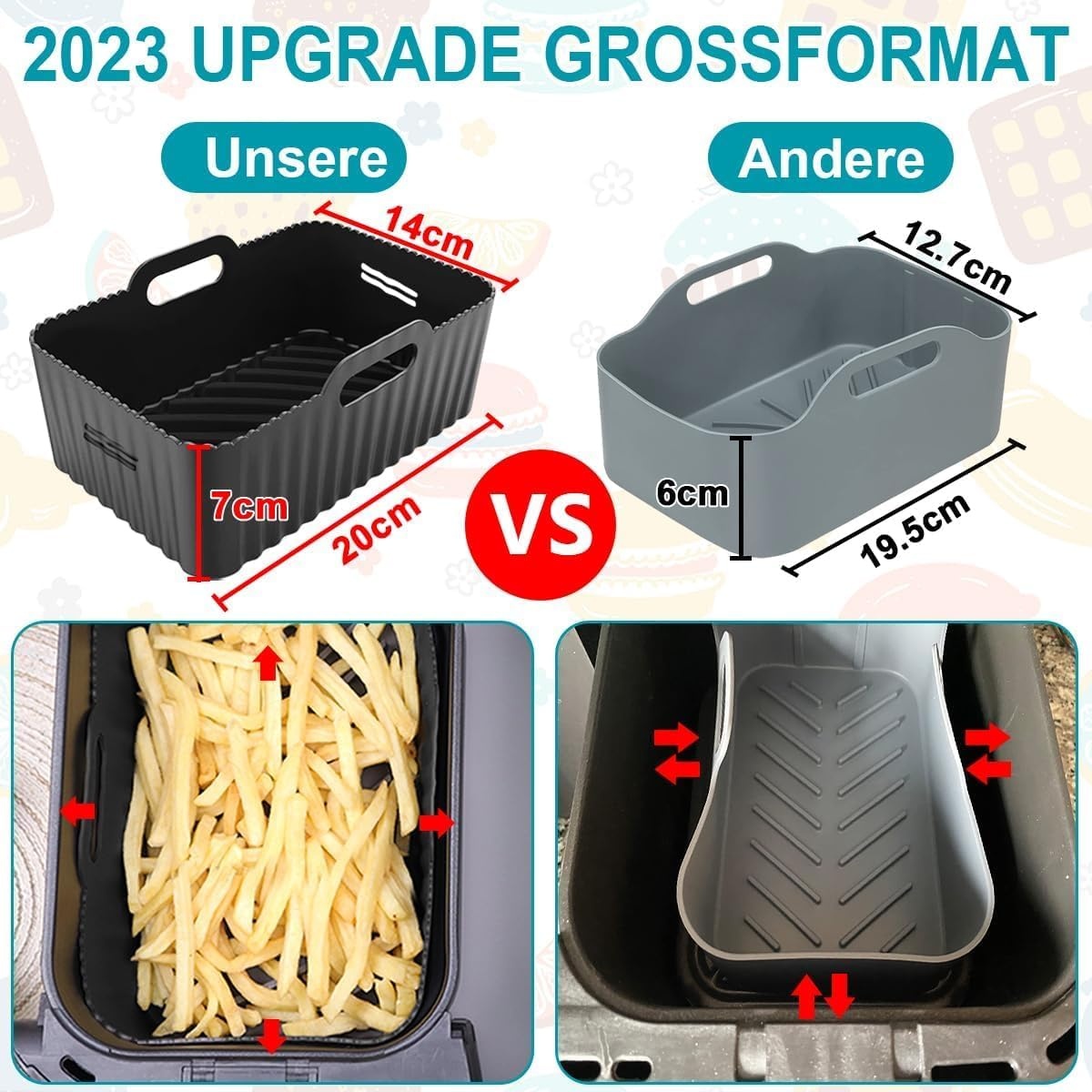 5x Siliconen Airfryer Manden | Herbruikbaar | Dual Zone | 54% Korting