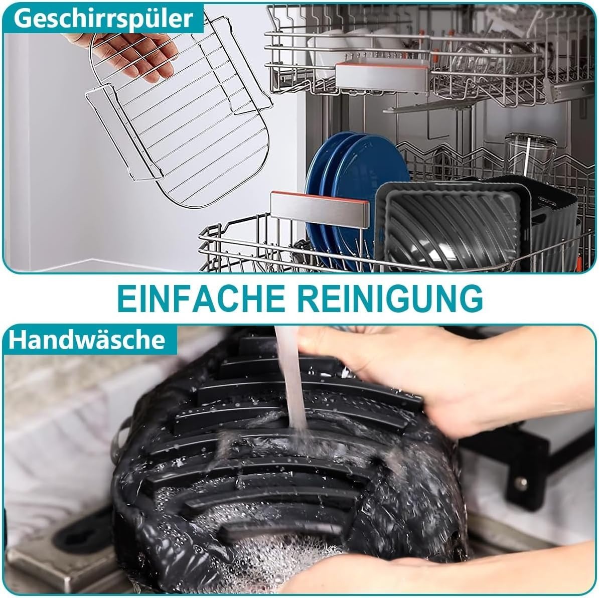 Moleath Siliconen vorm voor luchtfriteuse met twee zones, 5 stuks, accessoires voor friteuse zonder olie, voor Cecotec 9 l, Ninja Foodi AF300EU, La Moustache 8 l, herbruikbaar, siliconen, airfryer