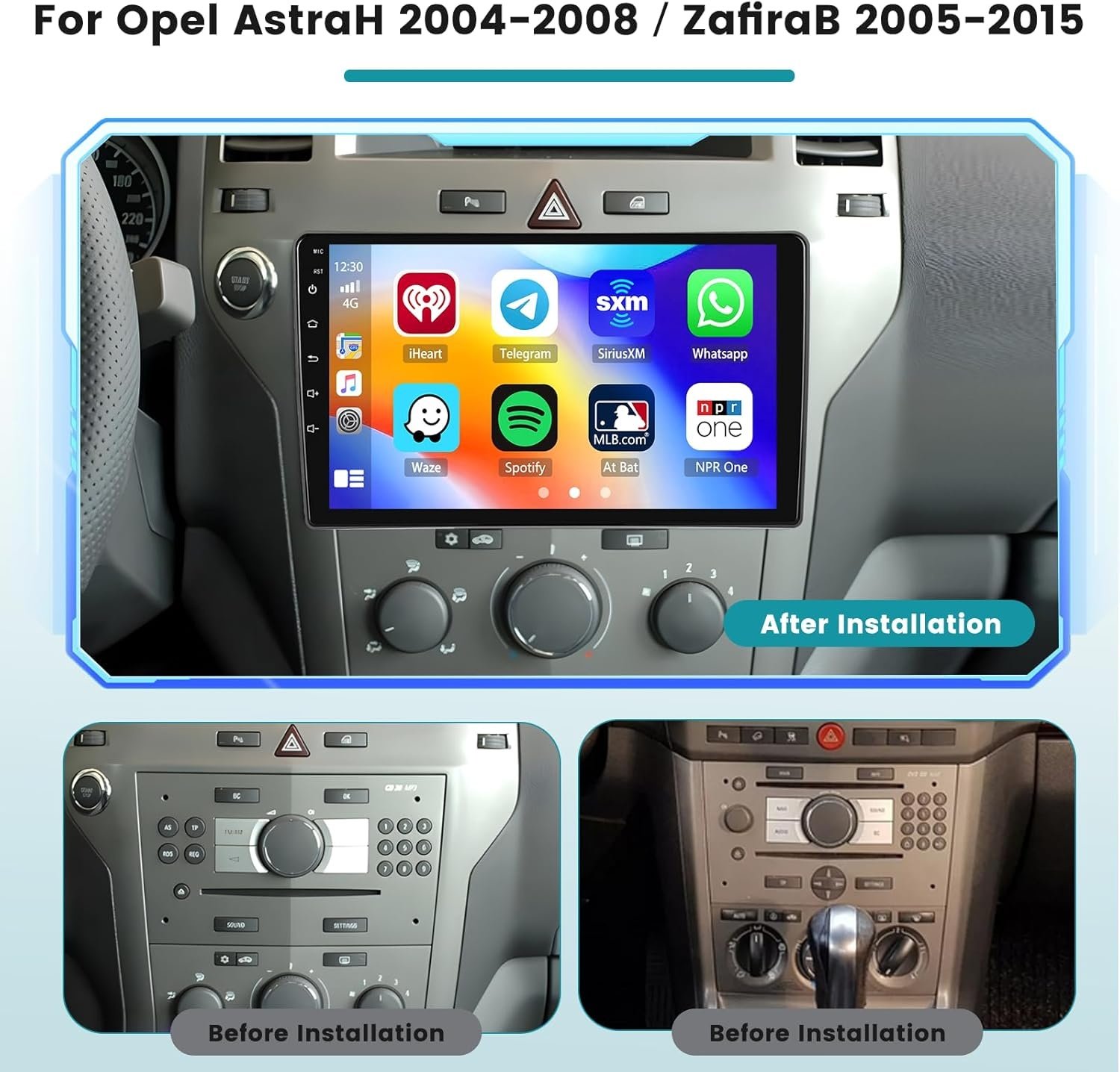 Hikity 2+64G Android 13 Car Stereo voor Opel Astra H 2004-2008 Zafira B 2005-2015 Carplay Draadloze Android Auto, 9 'touchscreen radio met Mirror Link GPS Bluetooth FM RDS WiFi EQ SWC MIC Camera