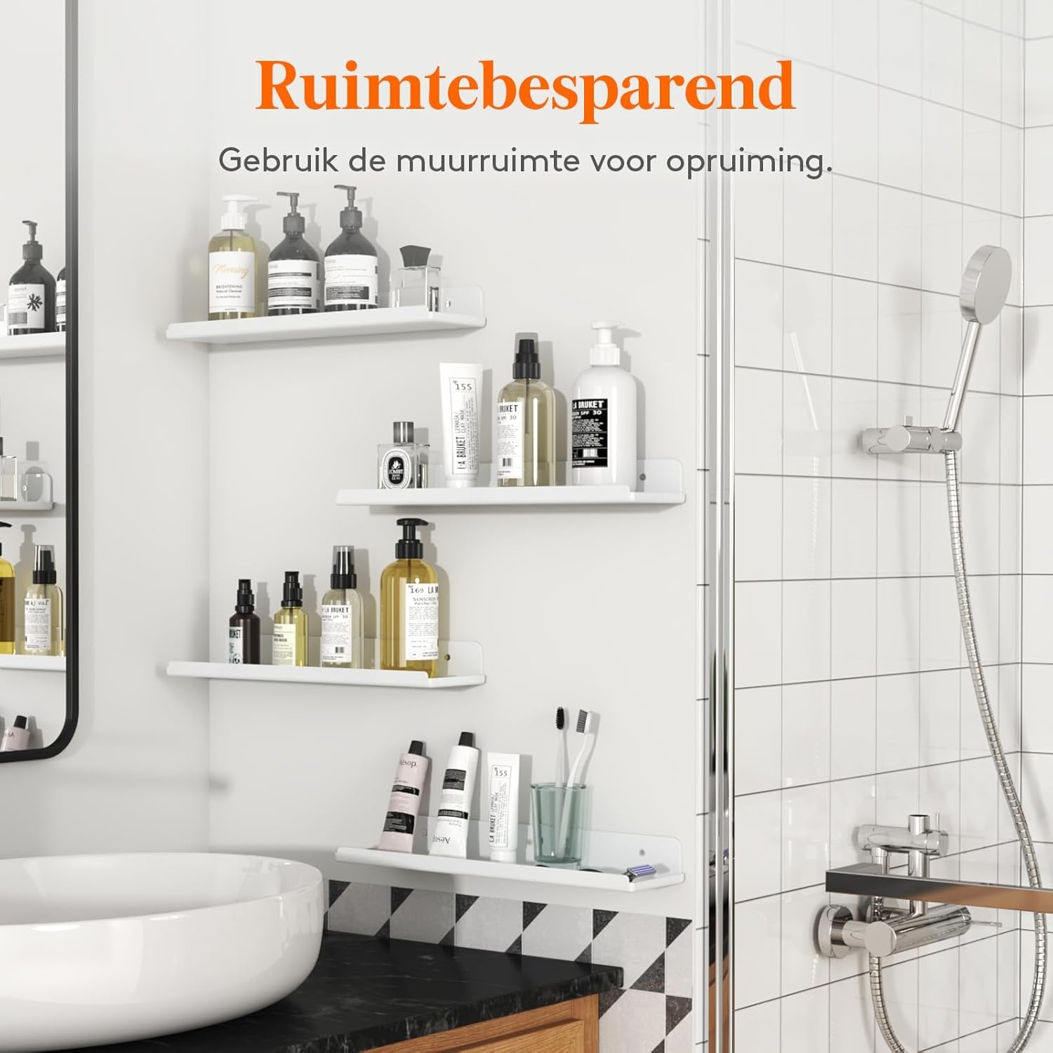 Zwevende Acryl Wandplanken Wit - 4 Stuks - 54% Korting