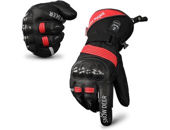 SNOW DEER Motorhandschoenen XL, Verwarmd, Waterdicht, 3000mAh Batterij of 12V Motor Kabel