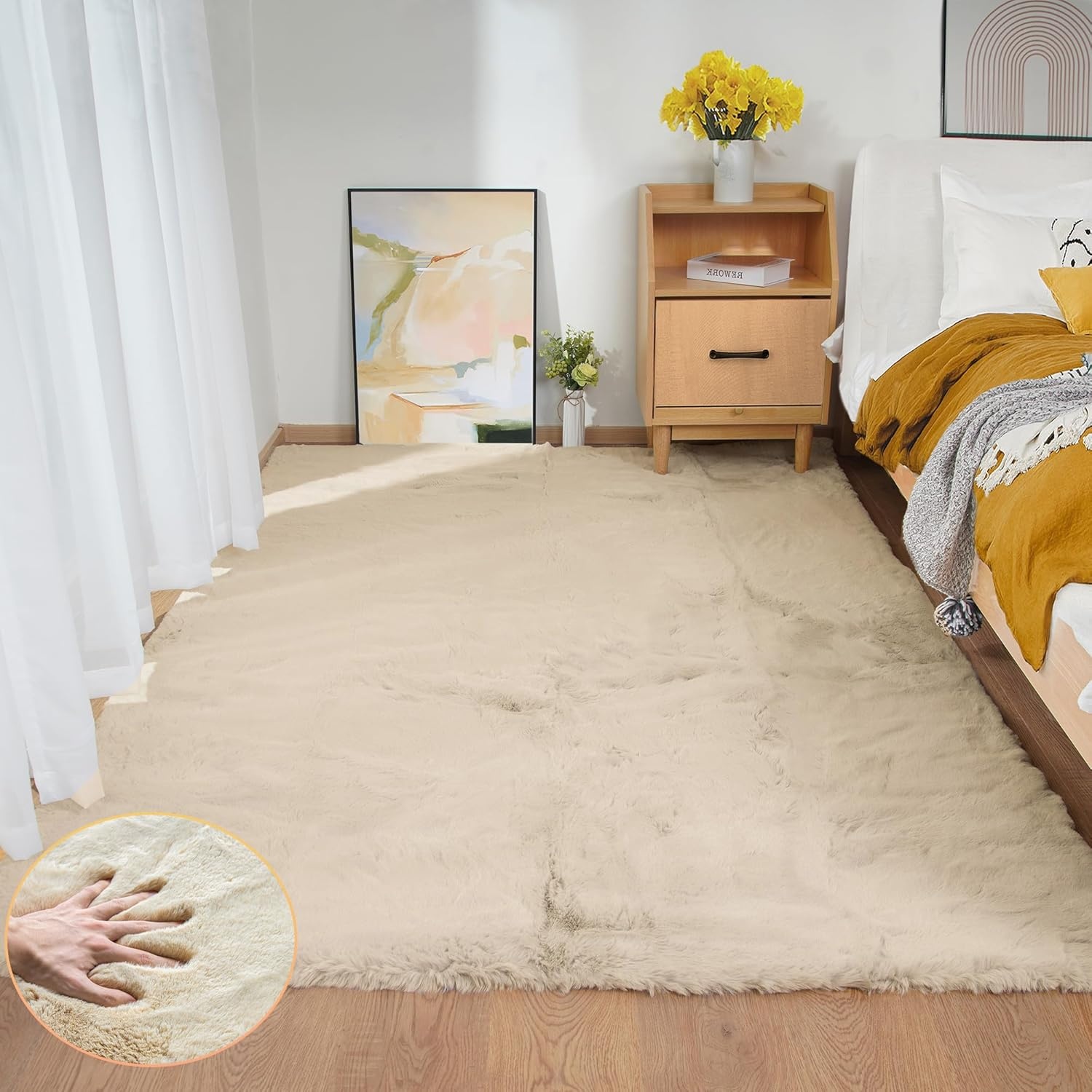 Zwart Pluche Vloerkleed Konijnenbontlook (120x180cm) - 34% Korting