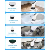 Elektrische draaiende schrobber, Leebein draadloze reinigingsborstel met 8 vervangbare boorborstelkoppen, bad en vloertegel 360 Power scrubber-dweil met verstelbare handgreep van 54 in/137 cm voor badkamer, keuken, auto (Wit)