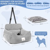CALIYO Hondenautostoel met stabiele basis en veiligheidsgordel, hondenstoel auto voor kleine tot 10 kg, traagschuim zitkussen, waterdichte, wasbare hondenmand met opbergtas (zwart/wit)