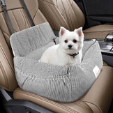 CALIYO Hondenautostoel met stabiele basis en veiligheidsgordel, hondenstoel auto voor kleine tot 10 kg, traagschuim zitkussen, waterdichte, wasbare hondenmand met opbergtas (zwart/wit)