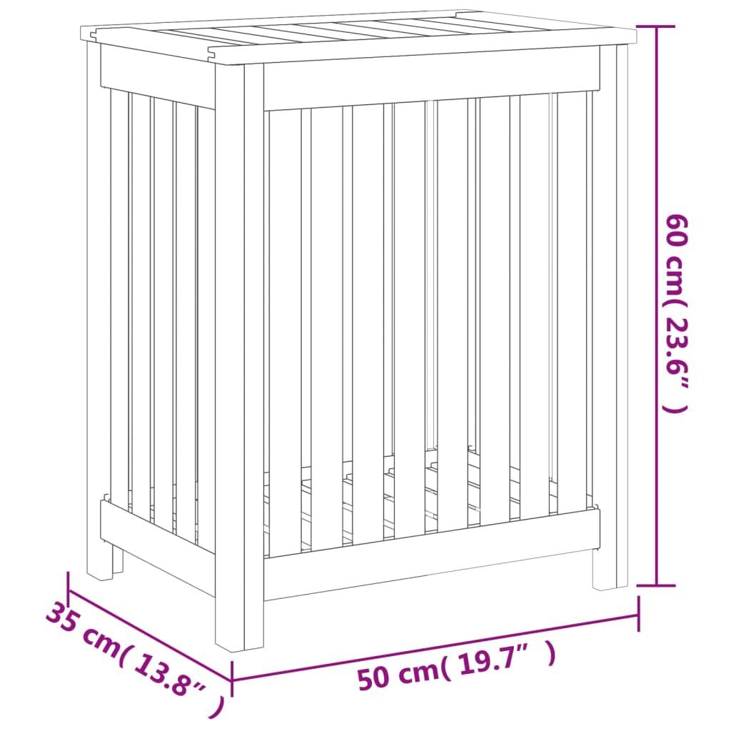 VidaXL Wasmand Teakhout 72% Korting - 50x35x60 cm