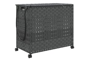 vidaXL Wasmand op wielen (66x35x60cm) - Rattan Grijs - 46% Korting!
