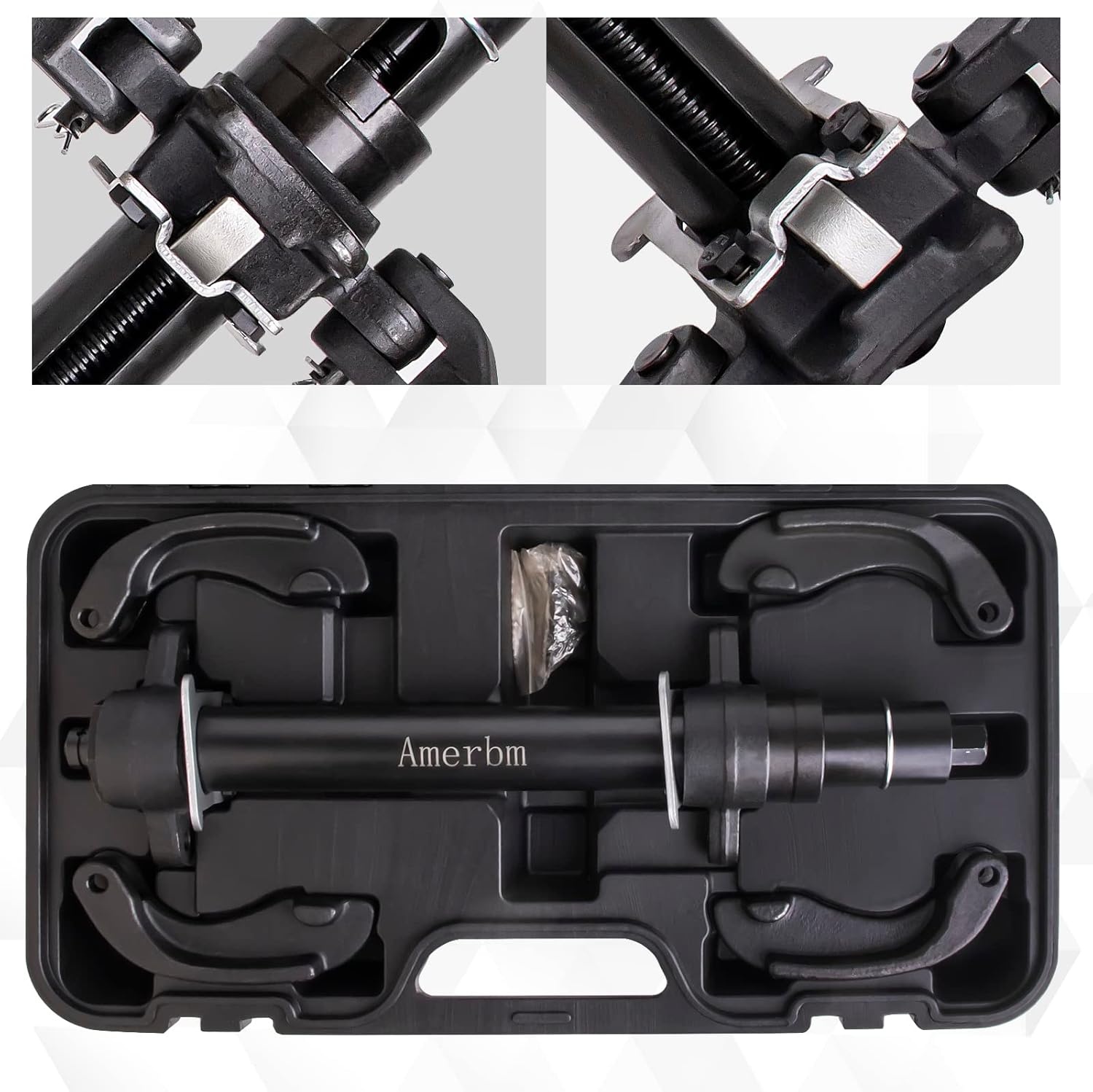 McPherson veerspanner, Universele auto verenspanner pers gereedschap met variabele veerarmen, Werkt met alle gangbare automerken