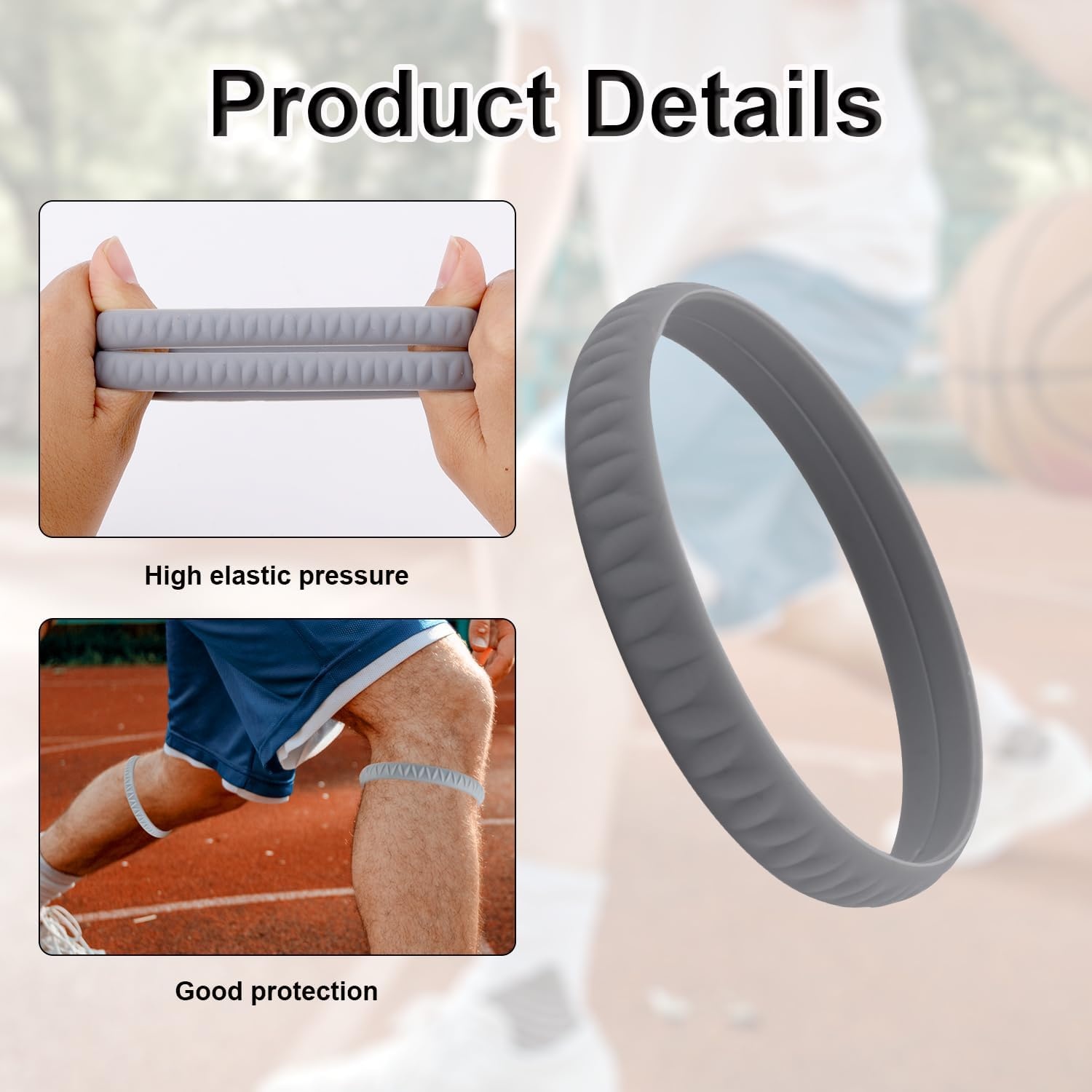 2x Grijze Patellapees Steunbandjes - Siliconen Knie Stabilisator voor Sport