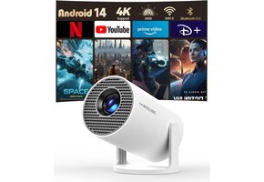 Mini Beamer Android 14 - 4K, 200" 180° Draaibaar, 36% Korting!