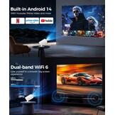 Mini Beamer 4K Android 14, 200" Scherm, 29% Korting