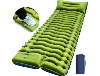 Yuzonc Camping-isolatiematras, zelfopblazend, extra dikke camping-luchtmatras met voetpomp en kussen, klein formaat verpakking, compact en licht, voor buiten