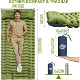 Yuzonc Camping-isolatiematras, zelfopblazend, extra dikke camping-luchtmatras met voetpomp en kussen, klein formaat verpakking, compact en licht, voor buiten