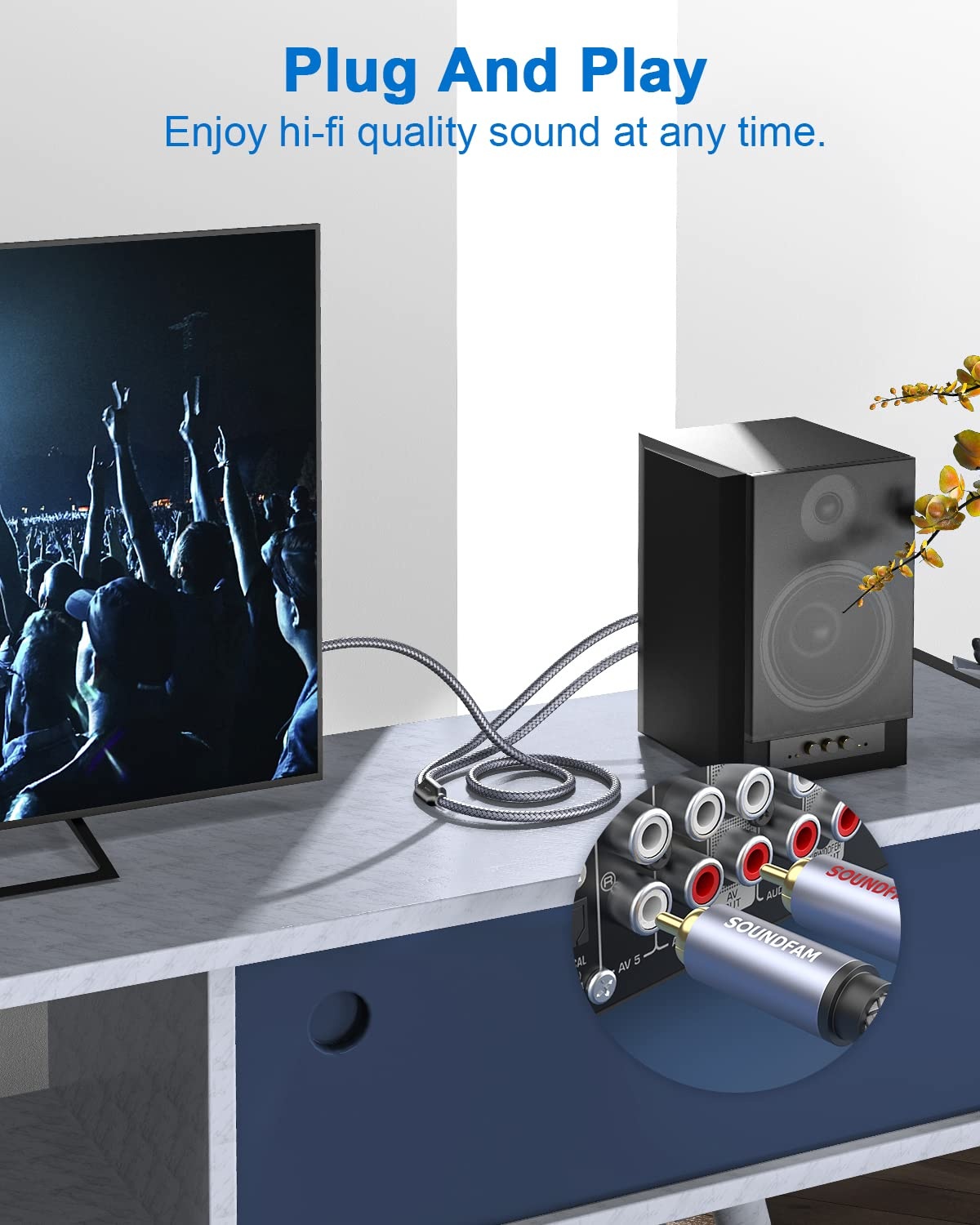 SOUNDFAM Cinch Y Kabel 3M - 32% Korting!