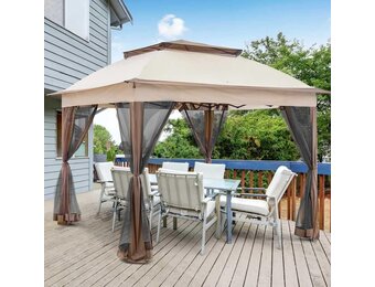 Opvouwbaar Tuinpaviljoen 3x3m Beige - 59% Korting!