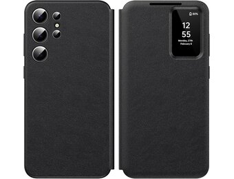 Smart Clear View Wallet Hoesje S22 Ultra 5G Zwart | -52% Korting