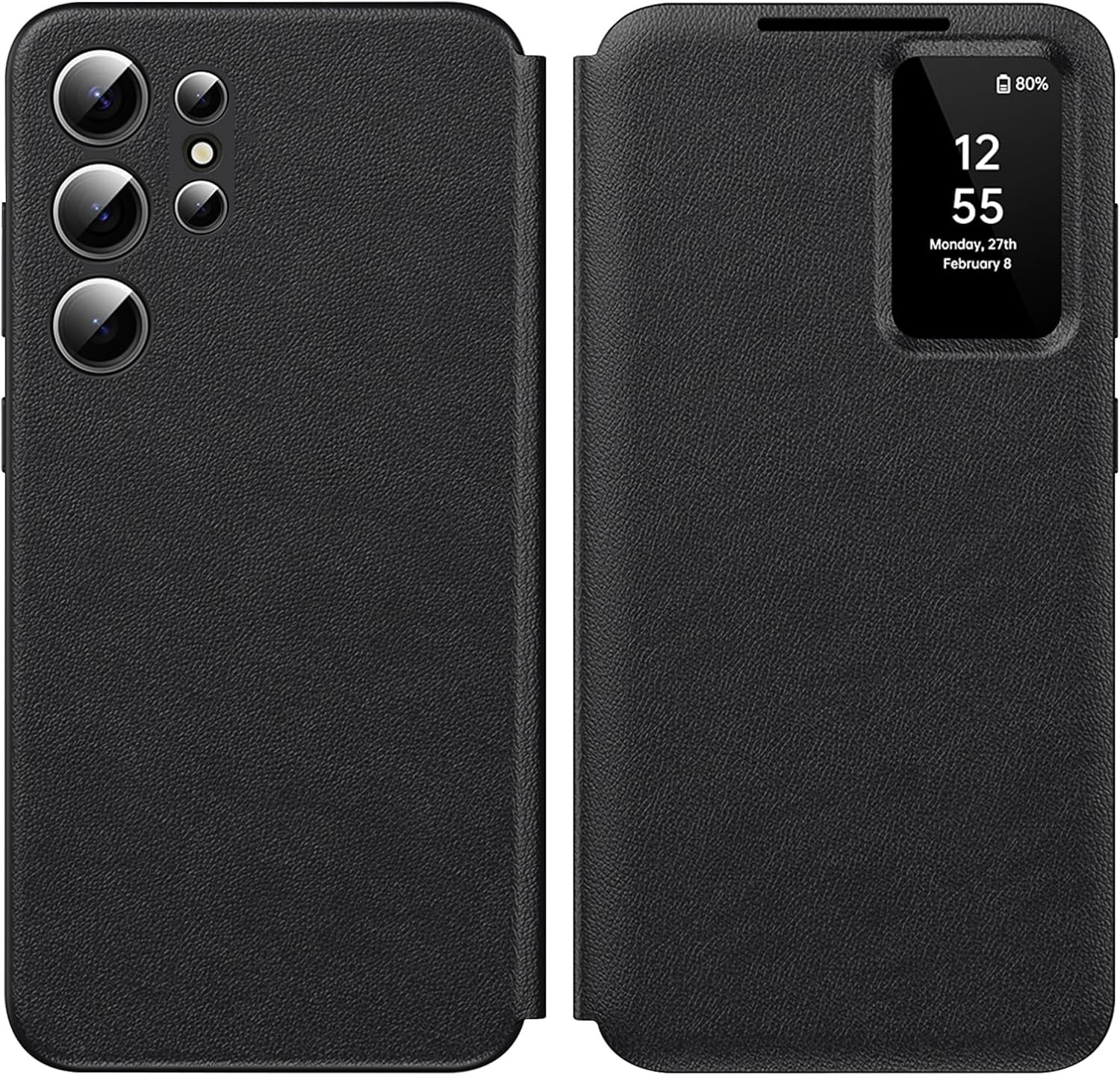 Smart Clear View Wallet Hoesje S22 Ultra 5G Zwart | -52% Korting