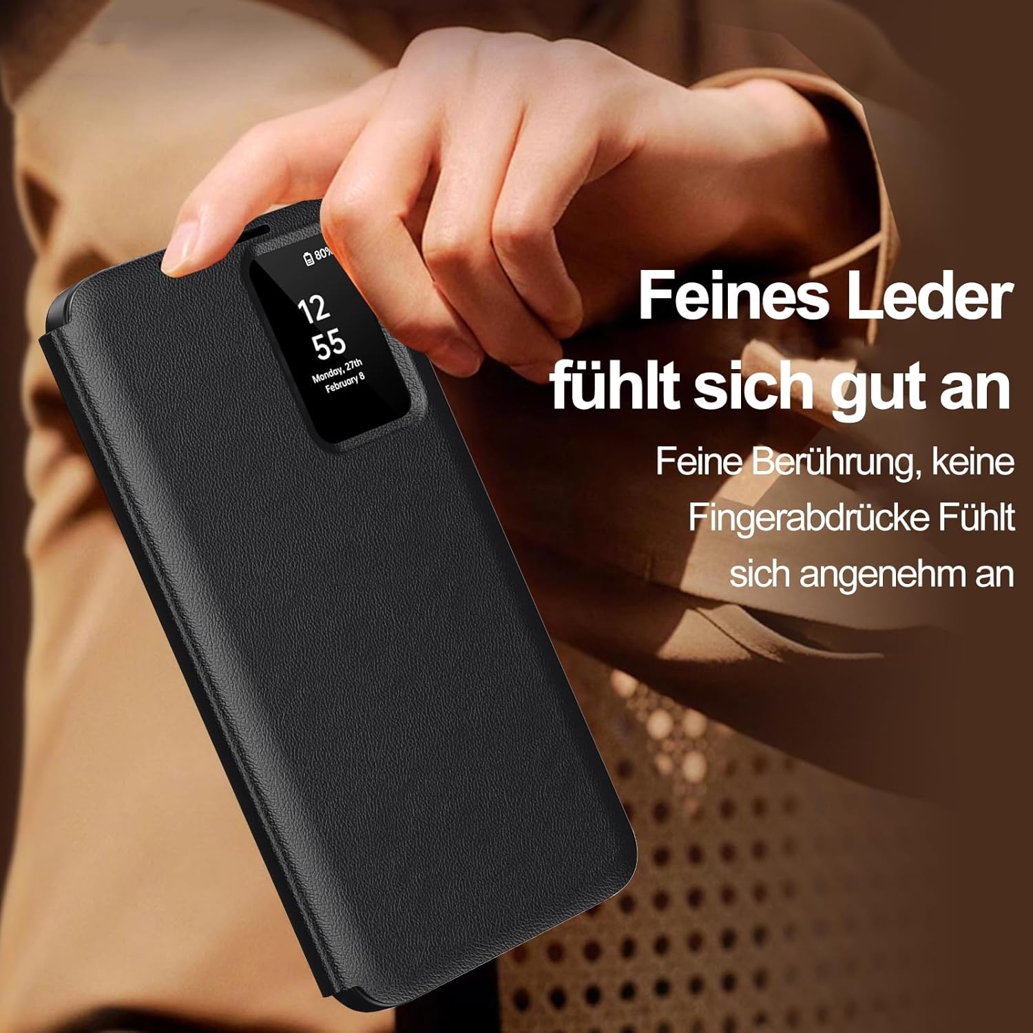 Smart Clear View Wallet Hoesje S22 Ultra 5G Zwart | -52% Korting