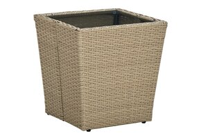 vidaXL Salontafel Poly Rattan & Glas - Beige (41% korting)