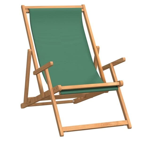VidaXL Strandstoel Massief Teakhout Groen - 65% Korting!