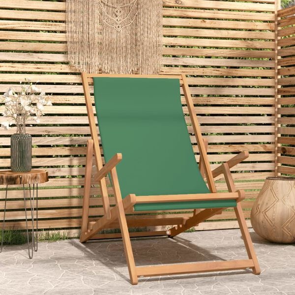 VidaXL Strandstoel Massief Teakhout Groen - 65% Korting!