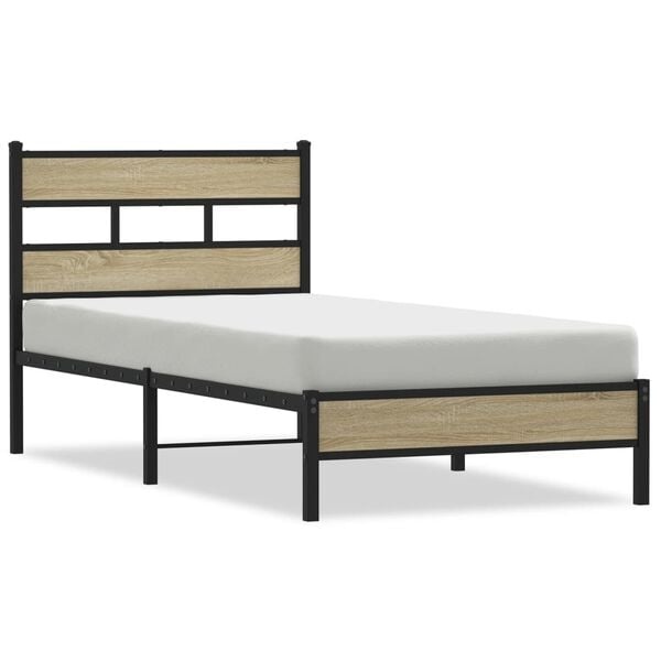 Robuust Houten Bedframe Sonoma Eiken 107x200 cm - 68% Korting